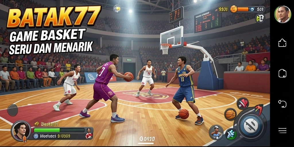 Antarmuka utama BATIK77 yang menarik dan menyenangkan dalam permainan Basket.