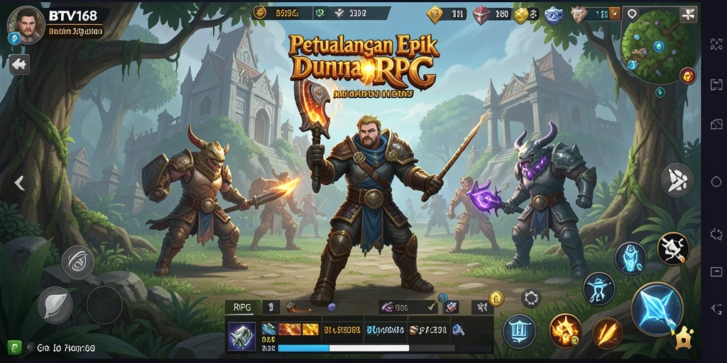 Antarmuka BTV168 menampilkan karakter dan dunia fantasi yang memukau.