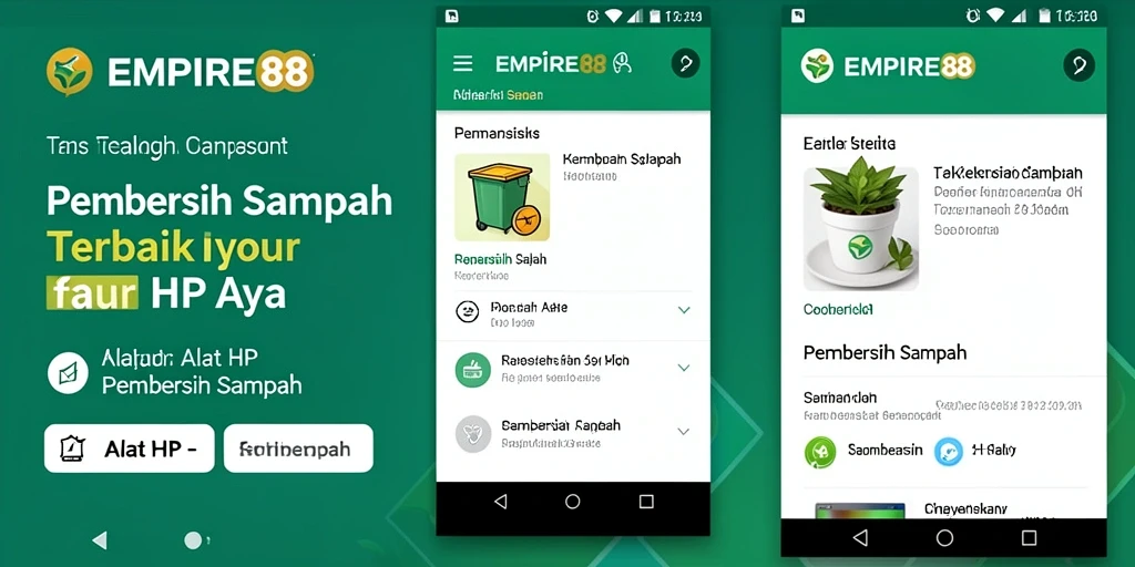 Tampilan antarmuka EMPIRE88 saat membersihkan sampah di perangkat.