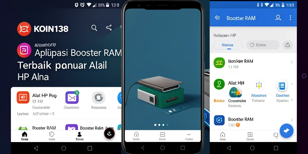 Tampilan utama KOIN138 dengan fitur Booster RAM yang mudah diakses.