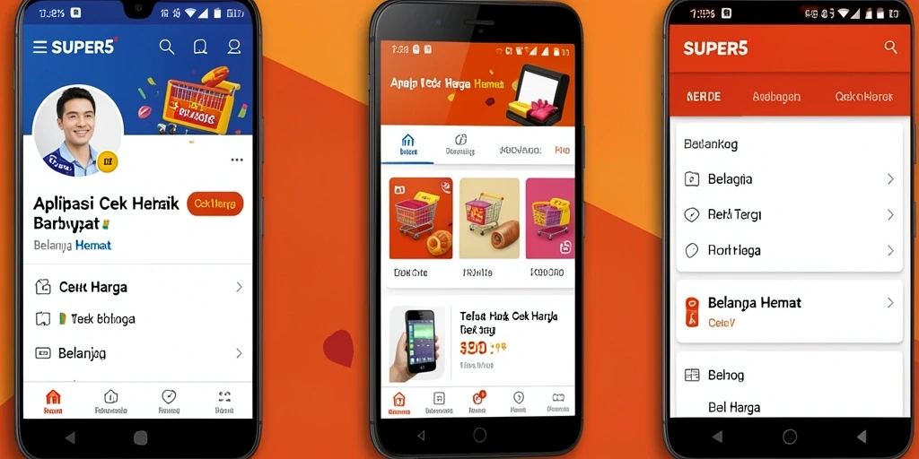 Tampilan antarmuka utama aplikasi SUPER5 untuk fungsi Cek Harga.